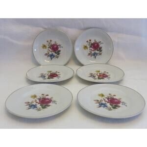 VINTAGE 1950's Grantcrest Childrens China Plates Set of 6 Roses Made In Japan